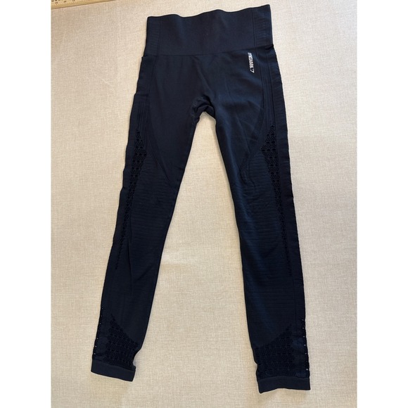 Gymshark Energy+ Seamless Leggings Womens Black High Waisted Eyelet Workout Yoga - Picture 7 of 9